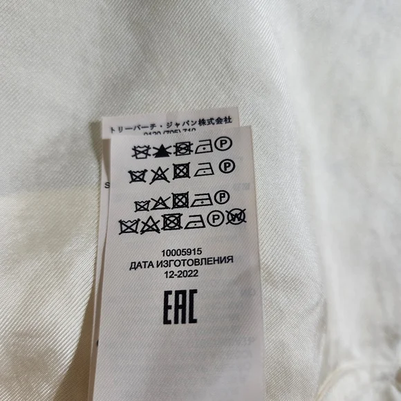 Tory Burch Ivory Cream Silk Blouse Bow Tie Long Sleeve Button Front Size 14 - Picture 9 of 12